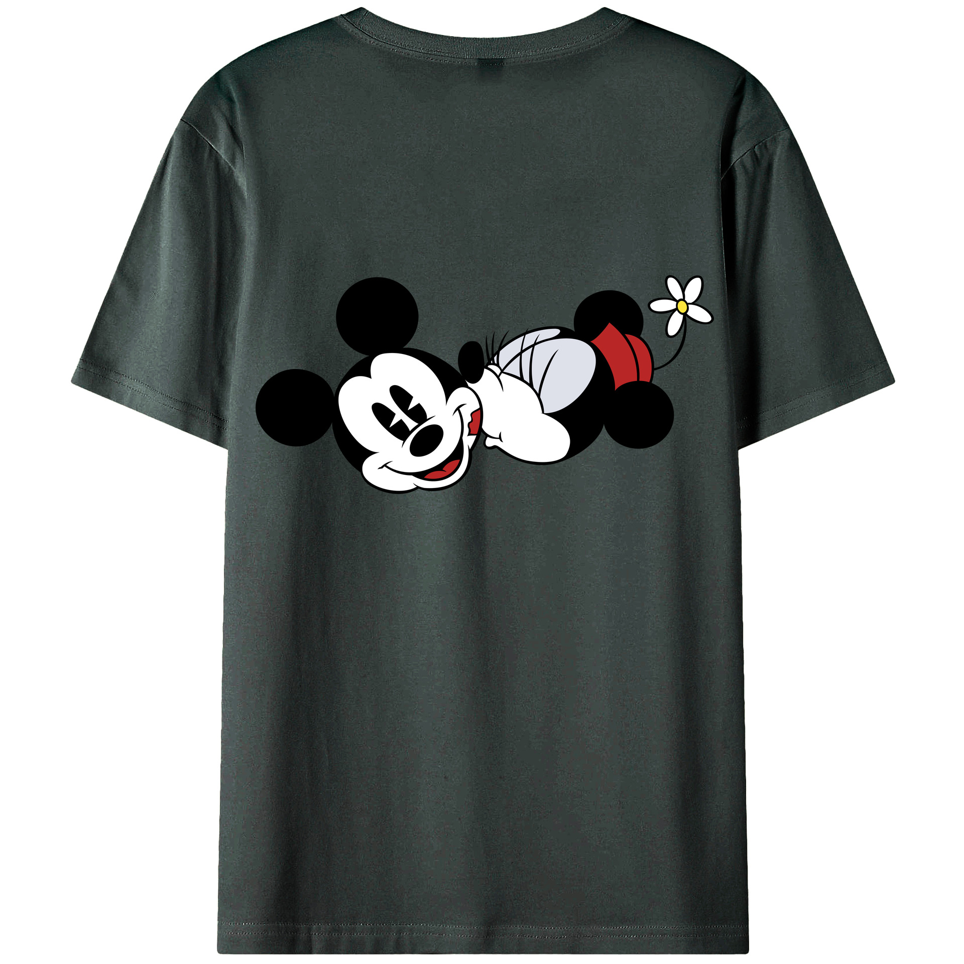 ミッキーマウス Mickey Mouse 綿100％ メンズ半袖Tシャツ（バックプリント） 通気性